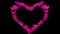 Pink, red and violet heart frame on black background. Valentine day animated romantic hearts frame for overlay on video