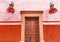 Pink Red Wall Brown Door Christmas San Miguel Allende Mexico