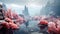 Pink Reef And Other Plants: Hyper-realistic Sci-fi Ocean In Misty Monochrome Landscapes