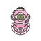 Pink retro diving helmet icon
