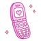 Pink retro flip phone cute cartoon drawing