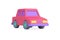 Pink retro sedan automobile traffic driving city speed transportation urban car 3d icon vector