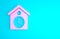 Pink Retro wall watch icon isolated on blue background. Cuckoo clock sign. Antique pendulum clock. Minimalism concept
