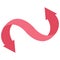 Pink ribbon with arrows symbol of breakup date after love