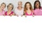 Pink Ribbon Breast Cancer Girls Feminine Copy Space Banner Concept