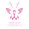 Pink ribbon with faces of women and butterfly for breast cancer awareness month october