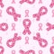 Pink ribbon and heart seamless pattern