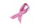 Pink ribbon isolated on white background, breast cancer concept