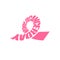 Pink ribbon, lettering, world cancer day symbol. Breast cancer, hope logo. Awareness, design element, pink icon on white