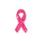 Pink ribbon. Pink glitter ribbon symbol of breast cancer awareness on white background. Element with shadow