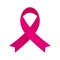 Pink ribbon support breast cancer icon, flat style