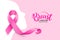 Pink ribbon symbol on woman face. Breast Cancer Awareness Month Campaign.