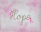 Pink ribbon symbols with word hope in rope design