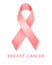 Pink ribbon on white background. Vector banner. Breast Cancer Awareness Ribbon Background. Vector illustration.