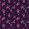 Pink ribbons and butterflies seamless pattern