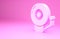 Pink Ringing alarm bell icon isolated on pink background. Alarm symbol, service bell, handbell sign, notification symbol