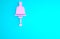 Pink Ringing bell icon isolated on blue background. Alarm symbol, service bell, handbell sign, notification symbol