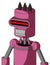 Pink Robot With Cylinder Head And Teeth Mouth And Visor Eye And Three Dark Spikes