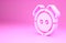 Pink Robot vacuum cleaner icon isolated on pink background. Home smart appliance for automatic vacuuming, digital device