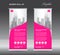 Pink Roll up banner template vector, flyer, advertisement