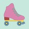 Pink roller skate element from 1970. Groovy cartoon graphic in pastel color pallete. Trendy retro card, poster and
