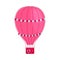 Pink romantic aerostat with bunting of festive flags. Valentine day design hot air balloon