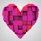 Pink romantic heart cubic composition