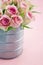 Pink romantic roses on pastel color background