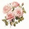 Pink Rose Bouquet: Detailed Watercolor Painting With Vintage Charm