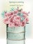 Pink Rose flowers bouquet in a vintage vase Vector realistic