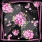 Pink rose pattern.Silk scarf design, fashion textile.Flowers pattern.