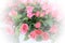 Pink roses flowers bouquet with blurred white circle around