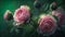 Pink roses in a green garden Generate AI