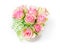 Pink roses and gypsophila in a vase