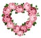 Pink roses heart frame.