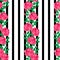 Pink roses on a striped black and white background.