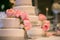 Pink Roses on a wedding cake