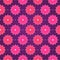 Pink Round Flower on Dark Violet Seamless Pattern