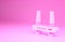 Pink Router and wi-fi signal icon isolated on pink background. Wireless ethernet modem router. Computer technology