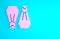 Pink Rubber flippers for swimming icon isolated on blue background. Diving equipment. Extreme sport. Sport equipment