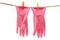 Pink rubber gloves