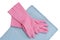 Pink rubber gloves