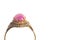 Pink ruby on gold ring