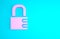 Pink Safe combination lock icon isolated on blue background. Combination padlock. Security, safety, protection, password