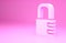 Pink Safe combination lock icon isolated on pink background. Combination padlock. Security, safety, protection, password