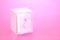 Pink safe deposit box with with bright glowing through half opened door. 3d render