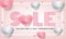 Pink sale letter valentines concept. Template banner promotion. Vector illustration