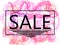 Pink sale off sign over grunge brush art paint abstract texture background design acrylic stroke poster. Perfect watercolor design