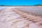 Pink salt lake in Australian Desert.