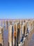 Pink salt lake and  blue sky.